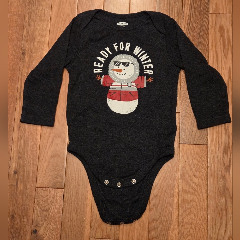 5/$20 Old Navy Ready For Winter Long Sleeve Onsie With Snap Buttons 12-18M